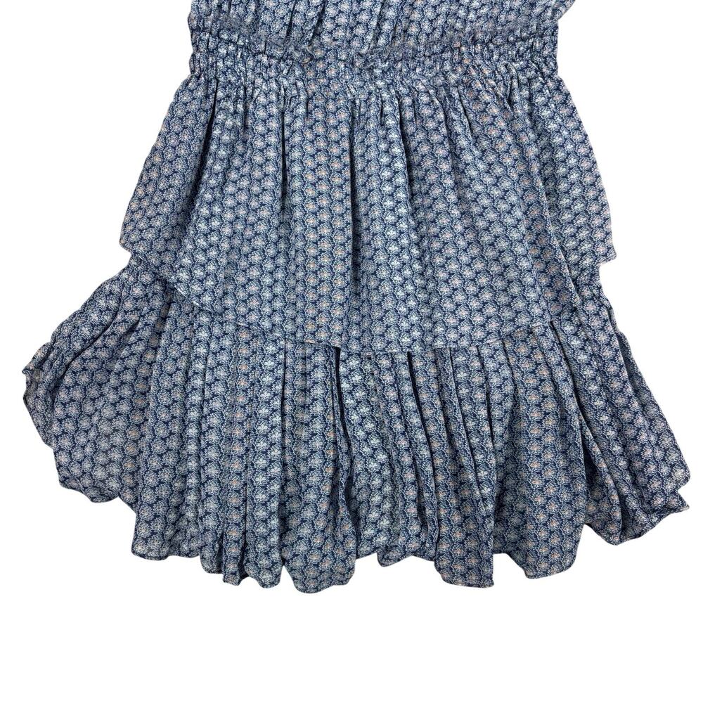 LoveShackFancy Blue Popover Mini Dress Long Sleeve Tiered Ruffle Size M - Picture 10 of 12